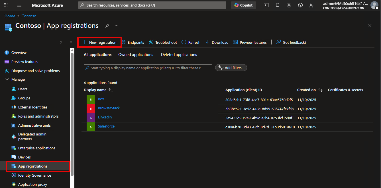 New app registration