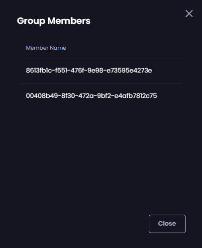 "Group Members" screen