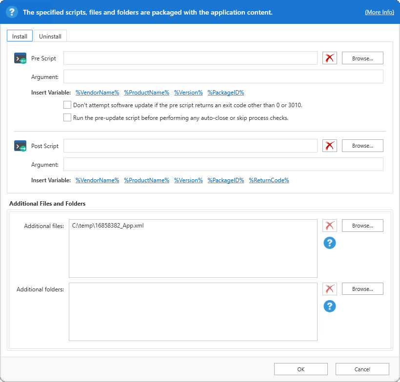 Custom Pre/Post Scripts and Files UI