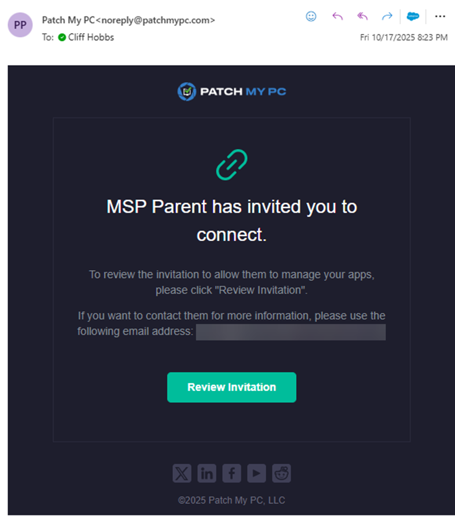 Example MSP Parent email invitation