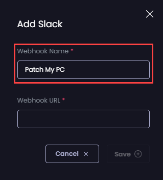 Entering a unique name for the webhook in the “Webhook Name” field