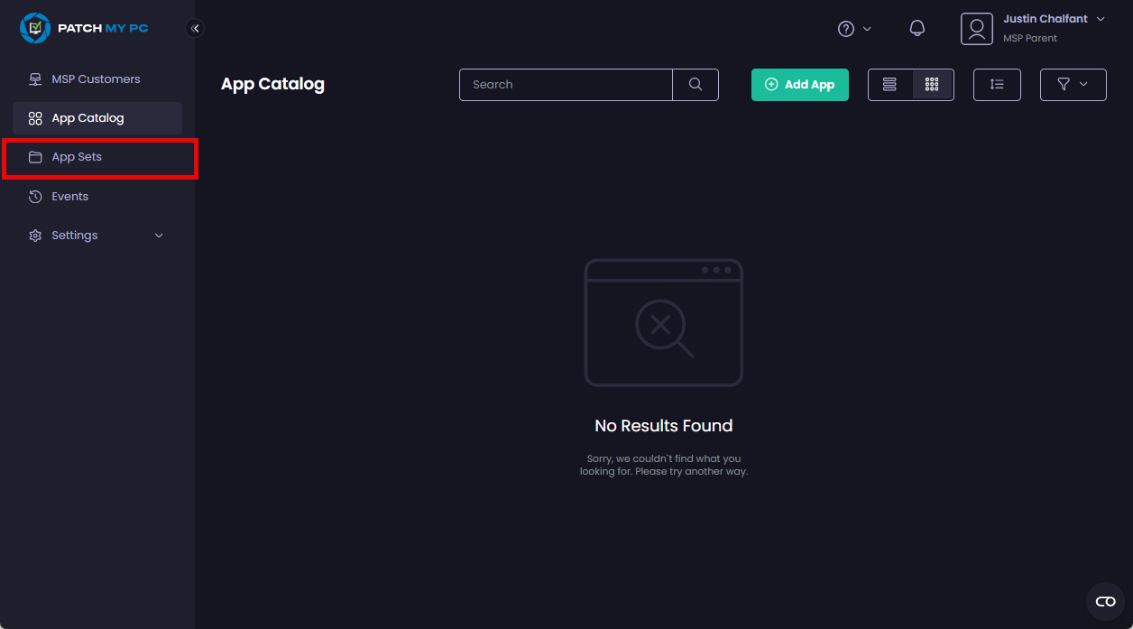 Navigating to “App Sets”