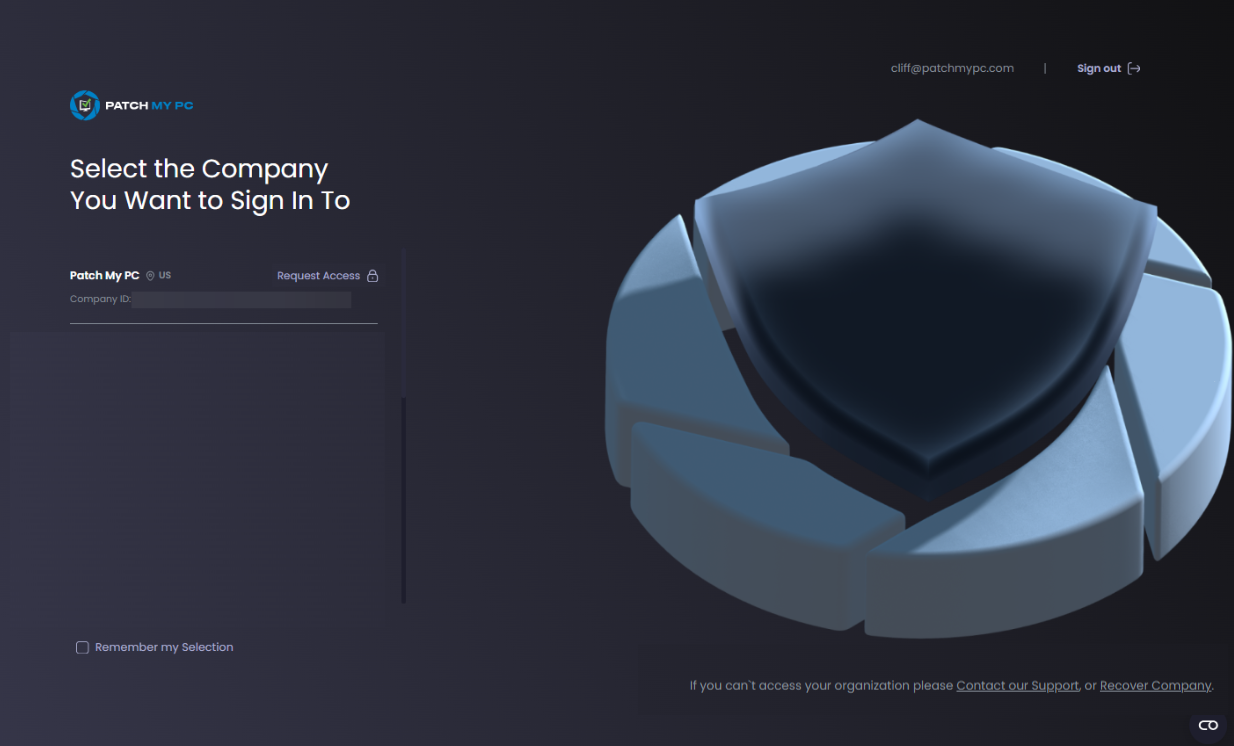'Select the Company You Want to Sign-In To' screen