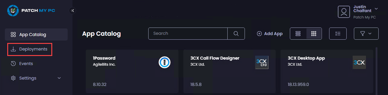 Navigating to the “Deployments” page