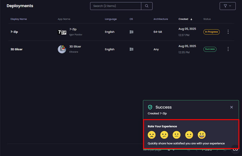 “Rate Your Experience” notification
