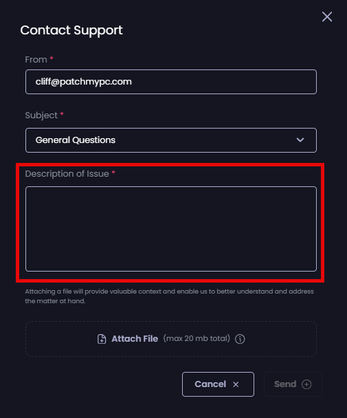 Complete the "Description" field