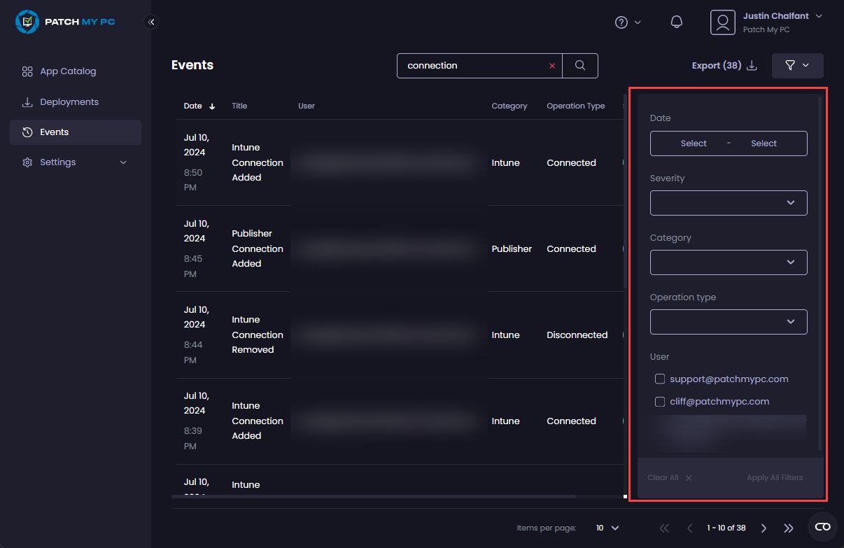 Filter sidebar opens