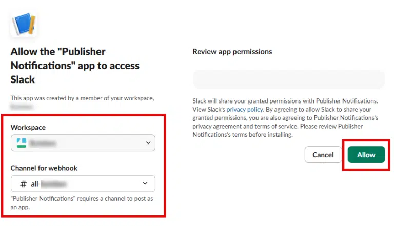 Allow the app to access Slack