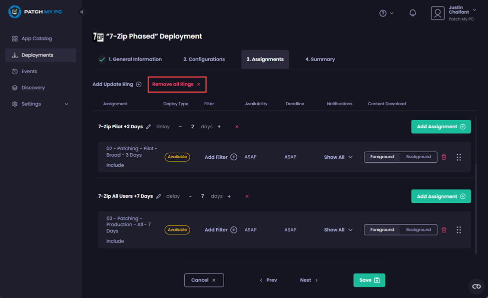 Clicking “Remove all Rings”