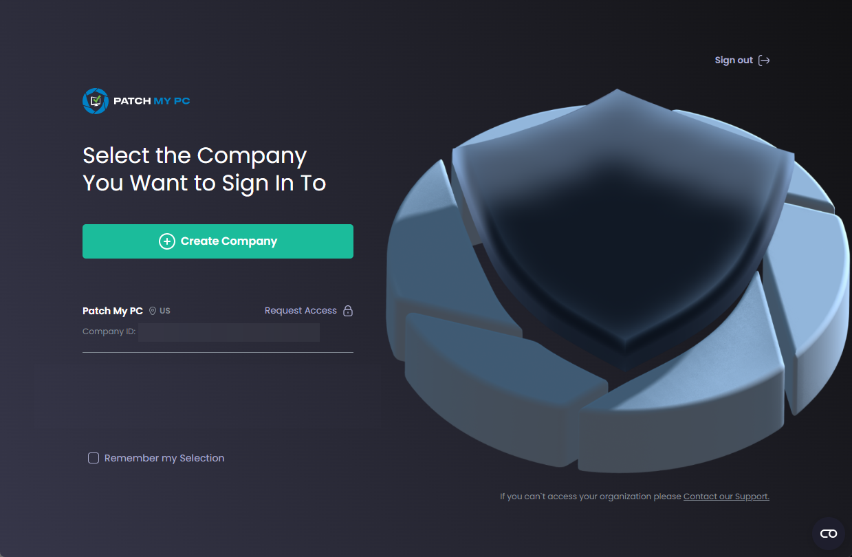 “Select the Company You Want to Sign In To” screen