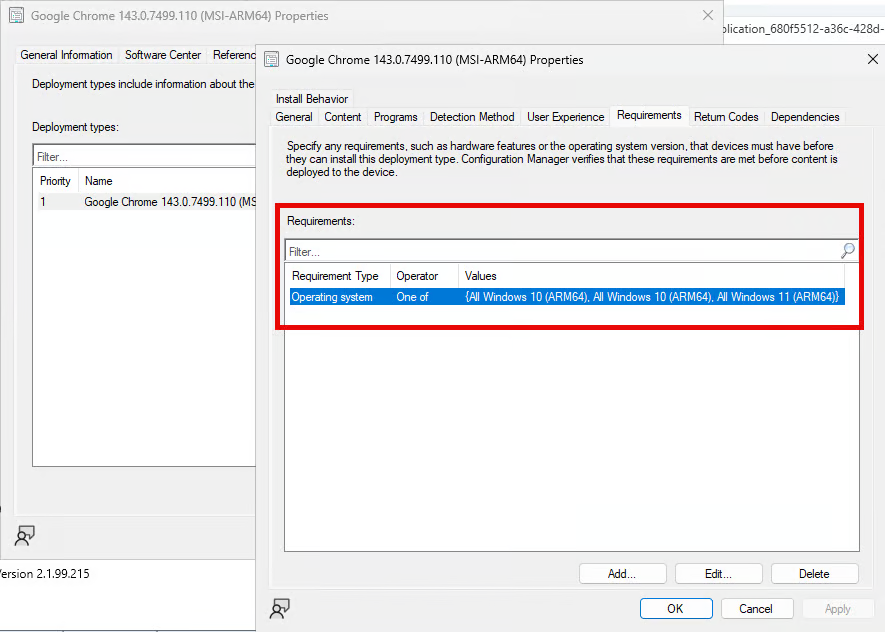 ConfigMgr OS Requirements