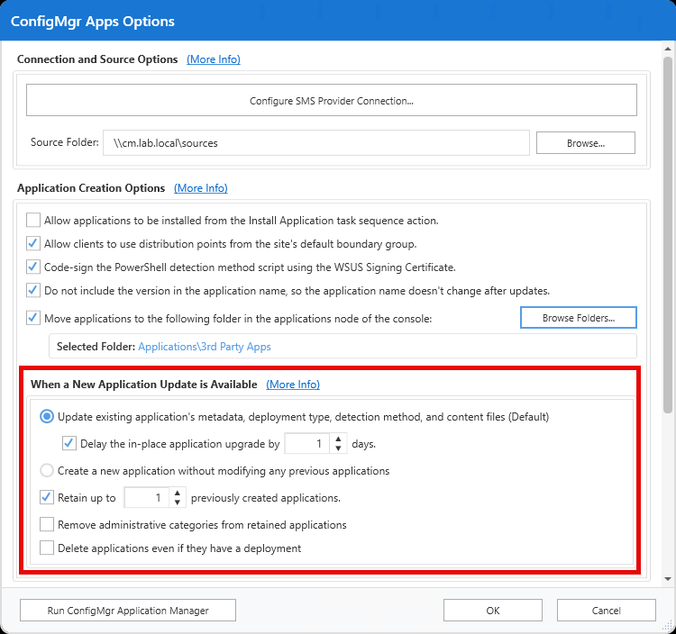 Application Lifecycle Settings
