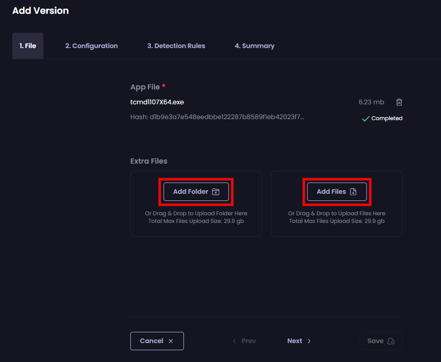 Adding additional files or folders