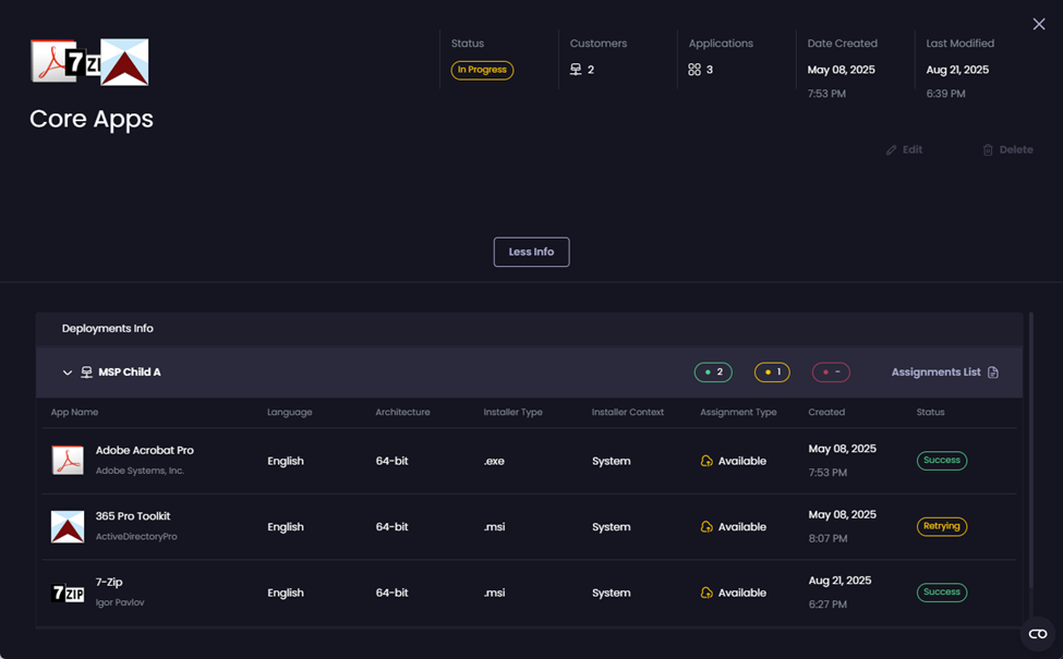 Clicking a specific row to see more detailed information