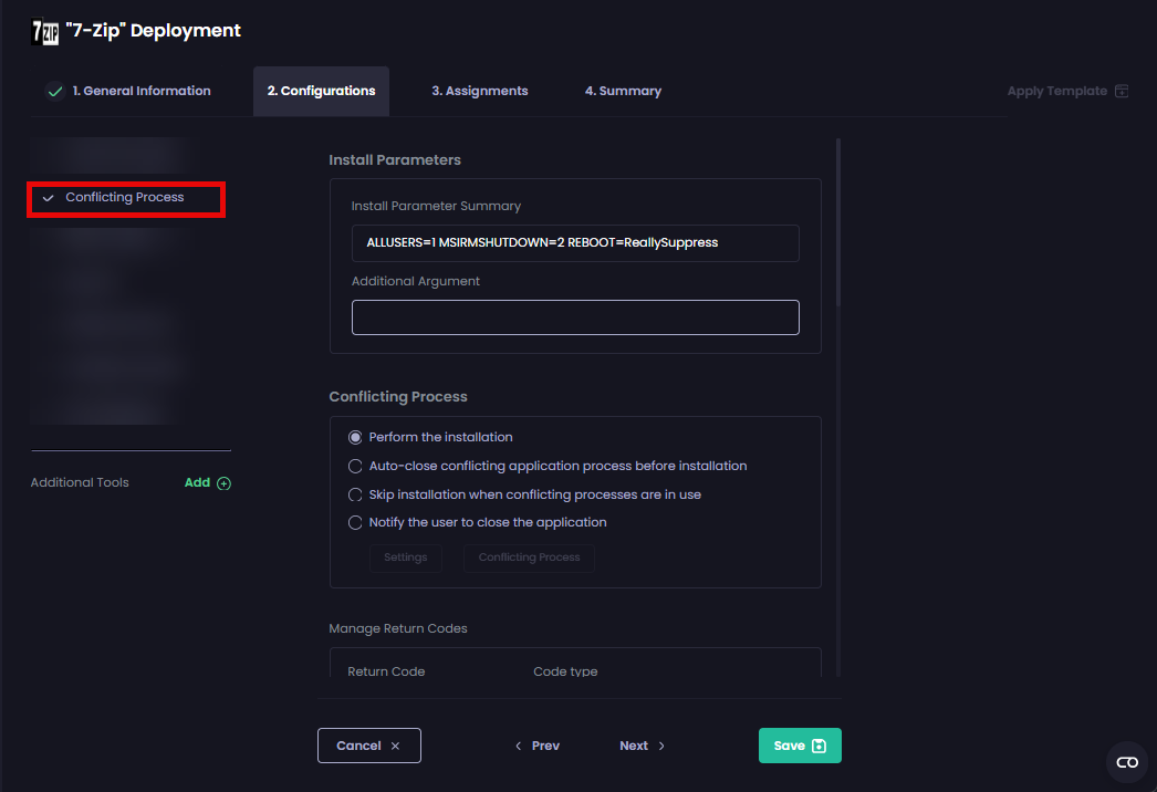 Clicking the 'Conflicting Process' tool