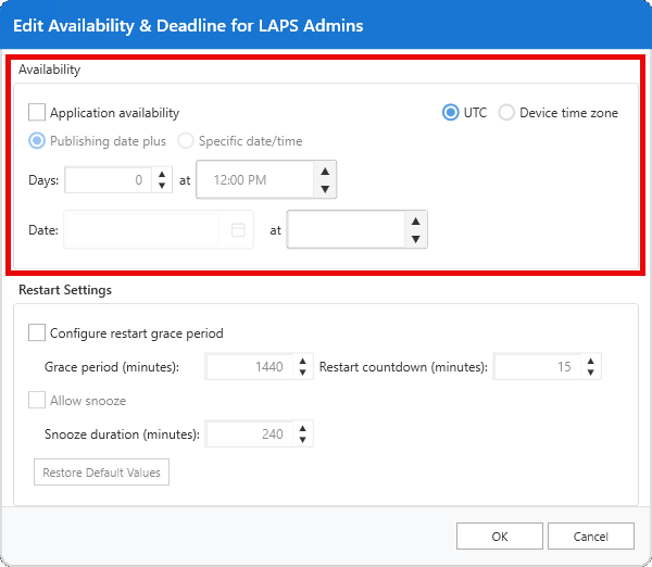 Availability Configuration
