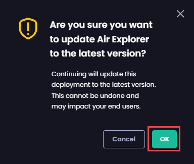 "Are you sure you want to update <app_name> to the latest version" popup
