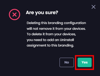 "Are you sure" dialog box