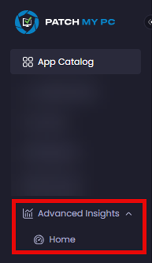 Navigating to ‘Advanced/Patch Insights | Home’