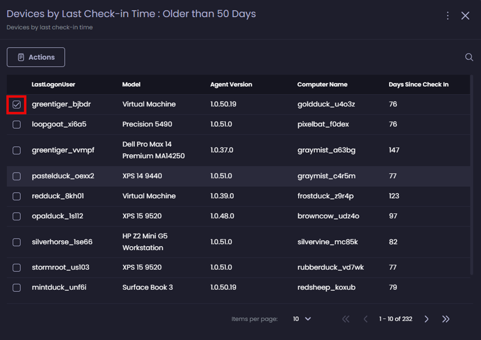 Clicking the checkbox beside the relevant client(s) you want to delete.
