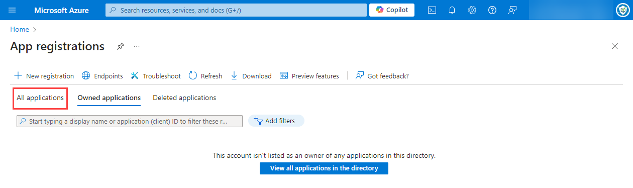 Clicking “All Applications”