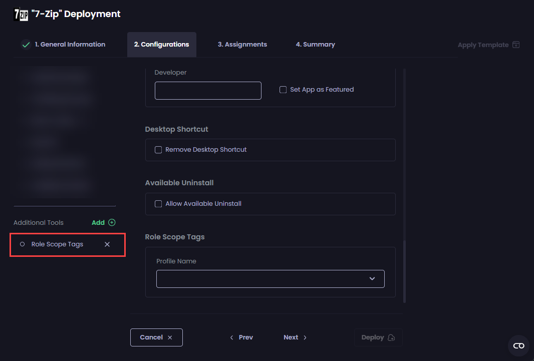 Clicking the 'Role Scope Tags' tool