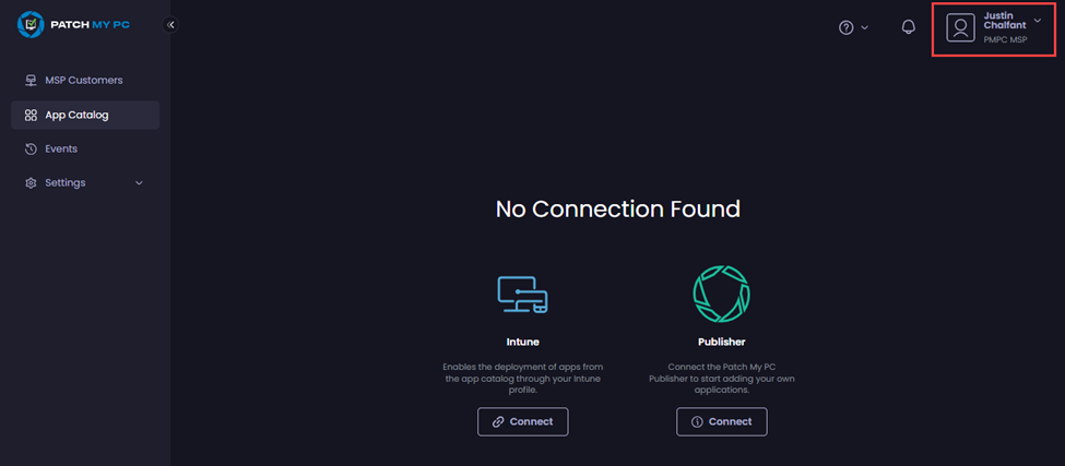 Clicking  your user name in the top right-hand corner