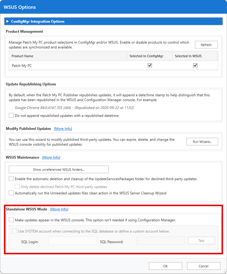 Standalone WSUS Mode