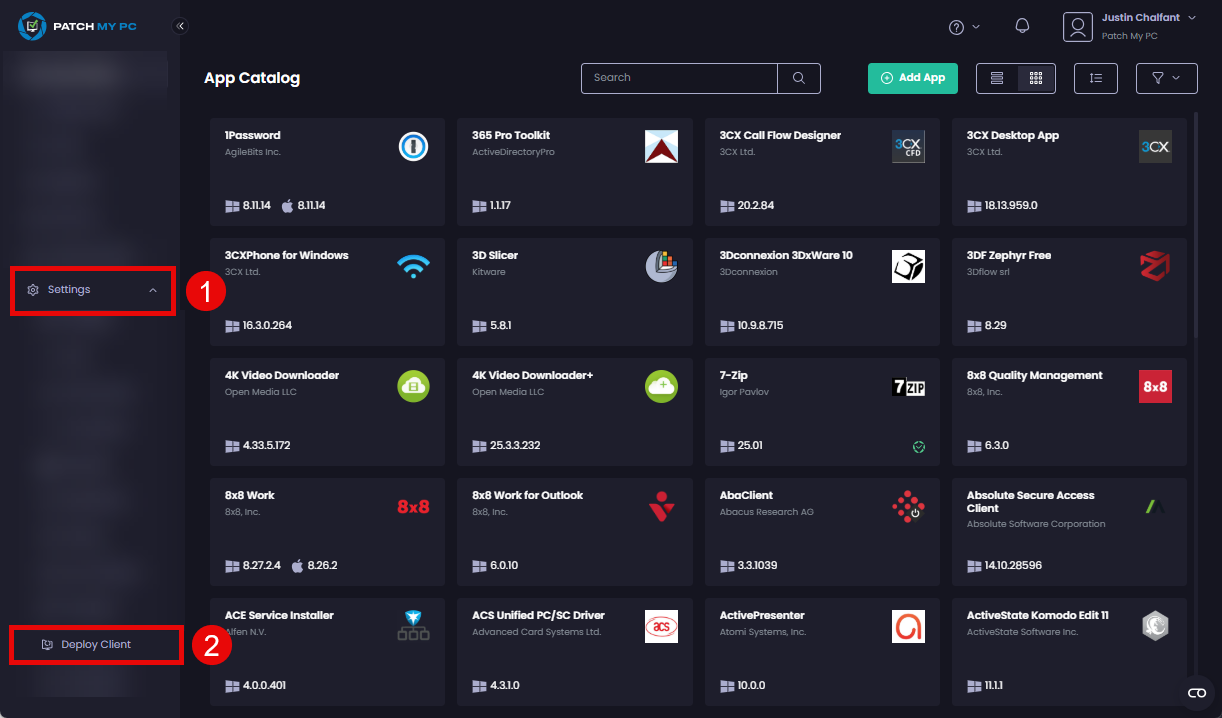 Navigating to 'Settings | Deploy Client'