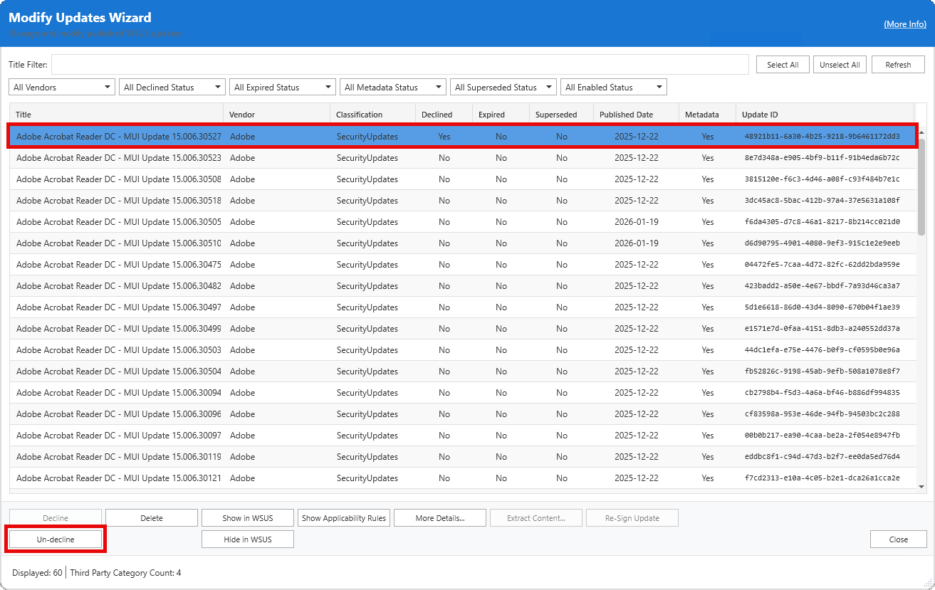 Un-decline Update(s)