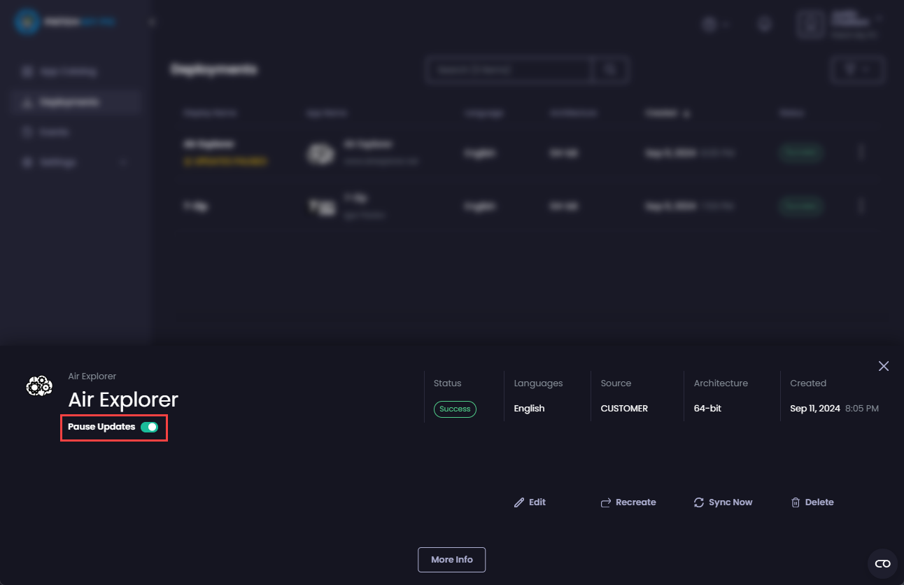 Clicking the “Pause Updates” slider