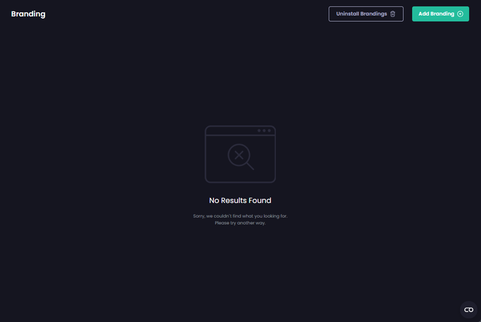 ‘Branding’ screen