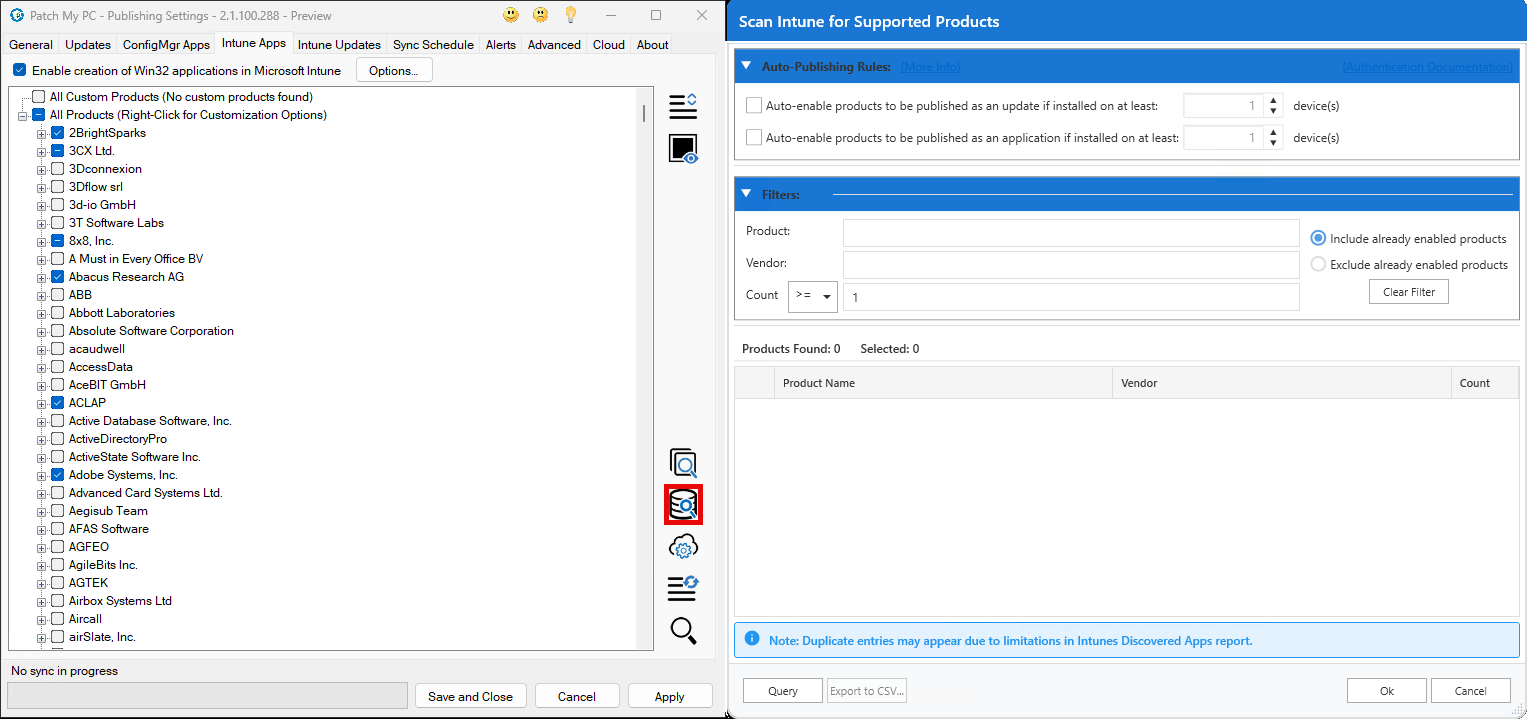 Scan Intune for Supported Products