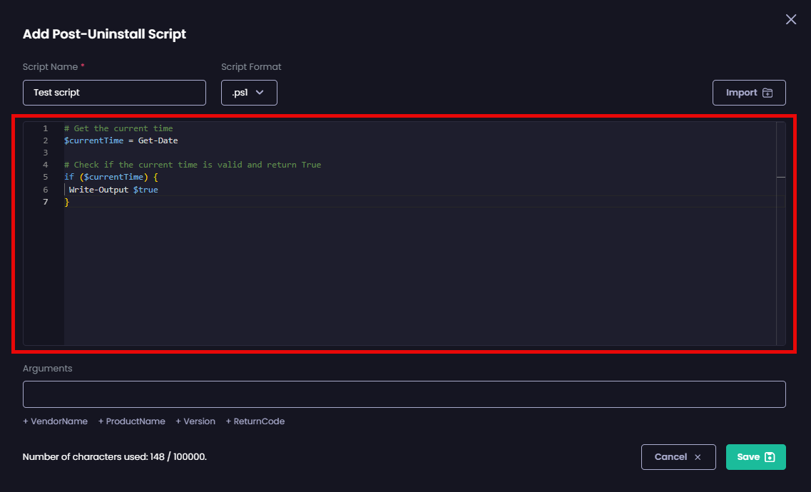 Typing your script in the Script Editor