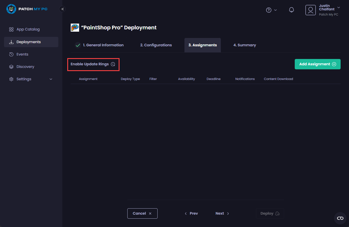 Clicking “Enable Update Rings