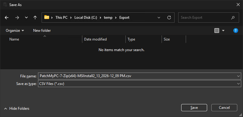 Choose a save location