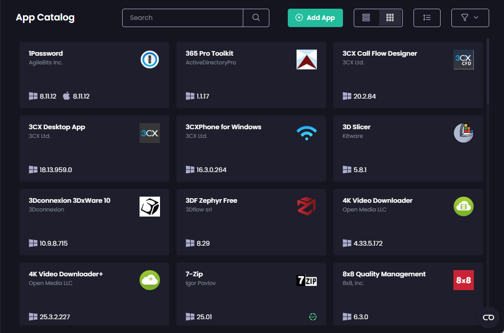 'App Catalog' showing available apps that can be deployed.