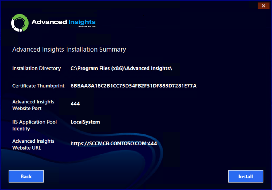 Installation Summary