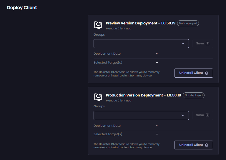 'Deploy Client Deployment' screen