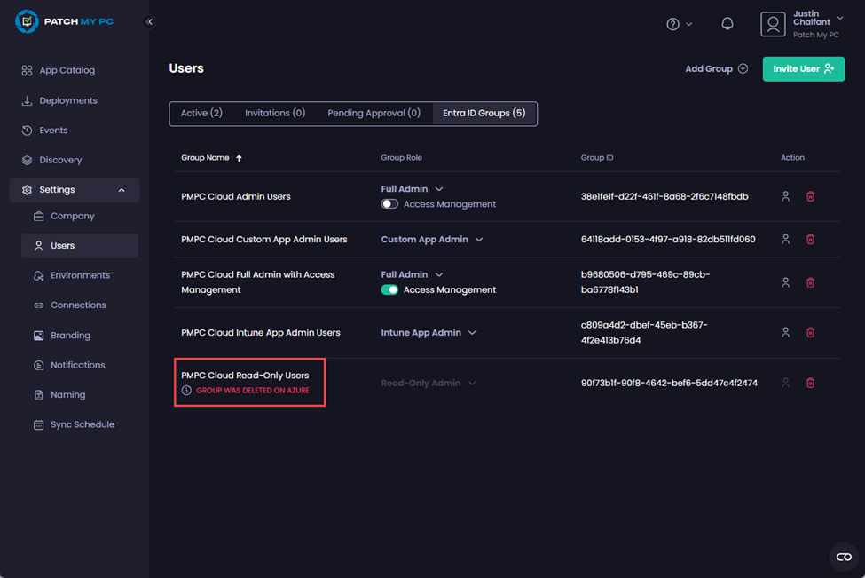 “Group role was deleted on Azure” error