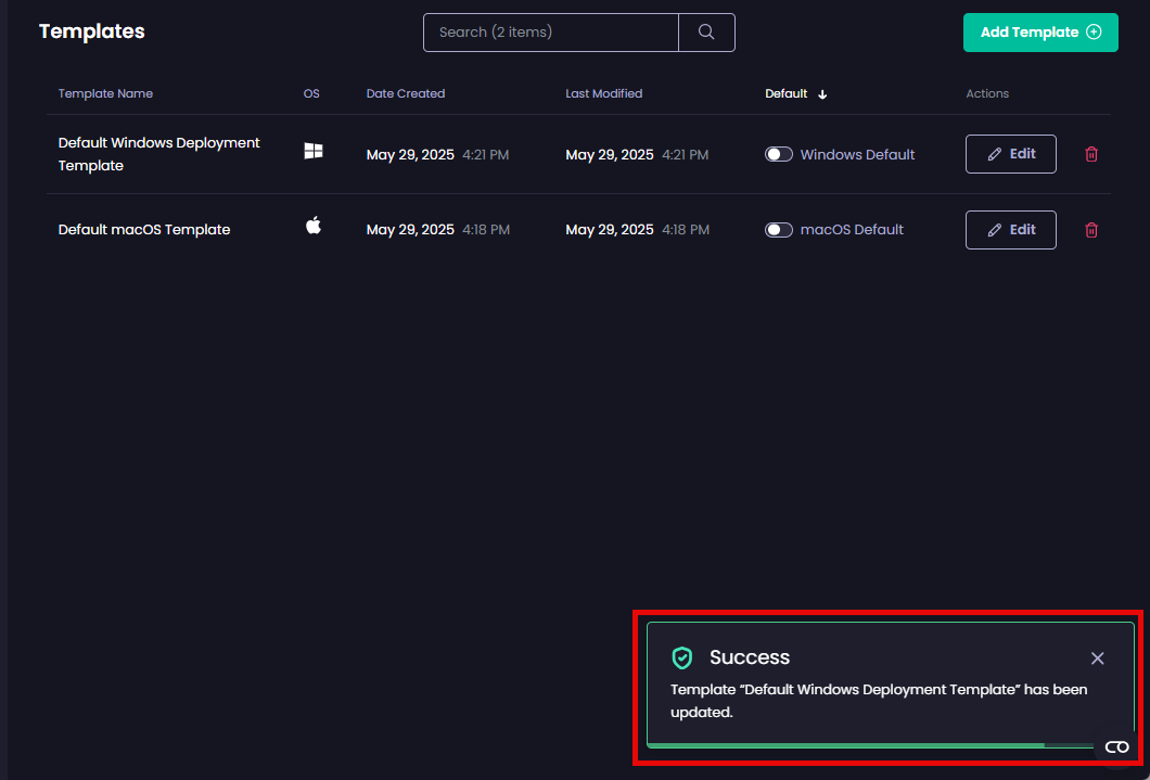 Clicking “Save” to save changes