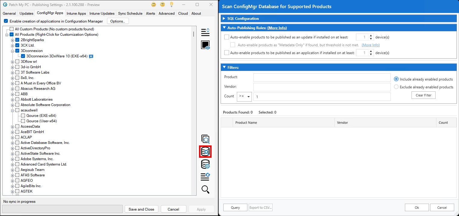 Scan ConfigMgr Database for Supported Products