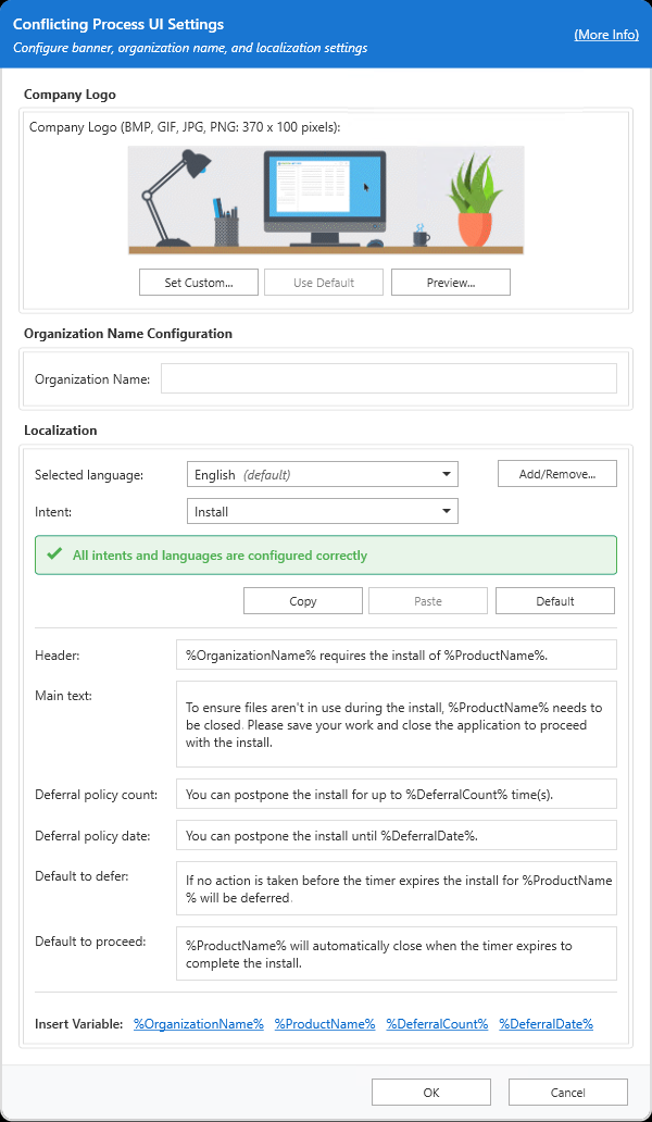 Conflicting Process UI Settings