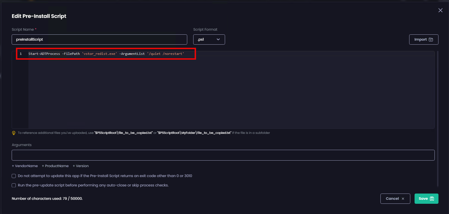 PSADT script editing in the migration flow