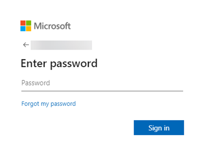 Entering the password and clicking 'Sign in'