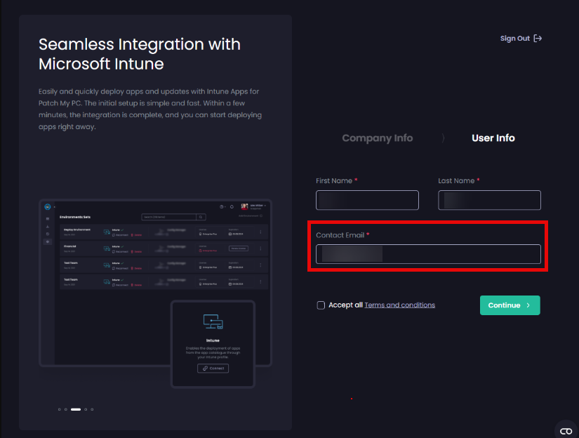 Entering a valid email address