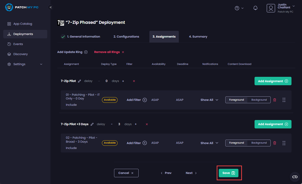 Clicking “Save” to save changes
