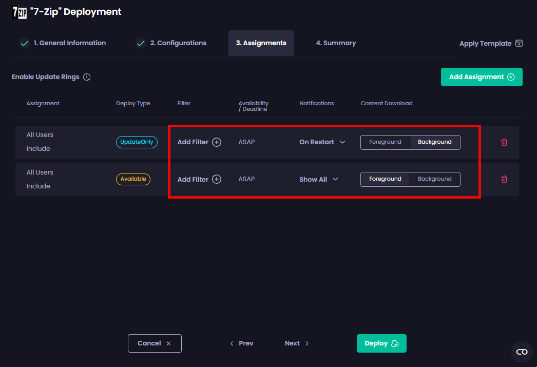 Configure any required settings