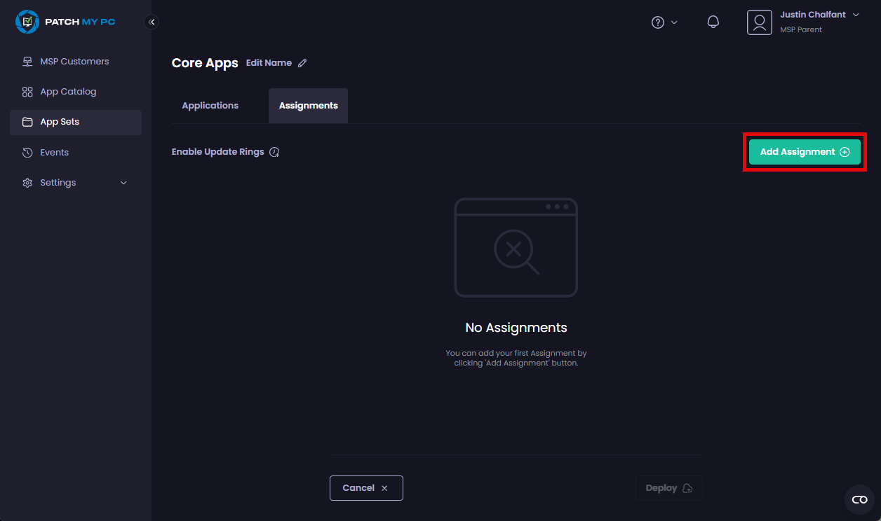 Clicking “Add Assignment”