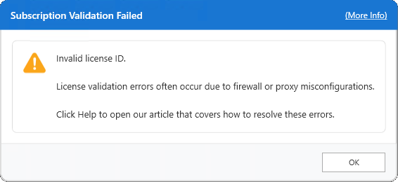 License Validation Failed